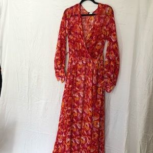 Colorful floral long sleeve maxi dress